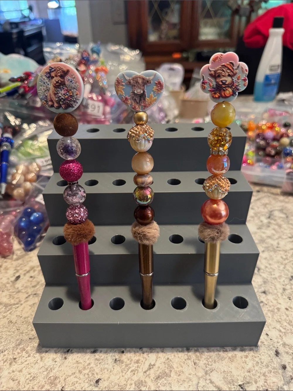 NWOT Bundle of 3 Highland Cow Beaded Pens Handmade by Me